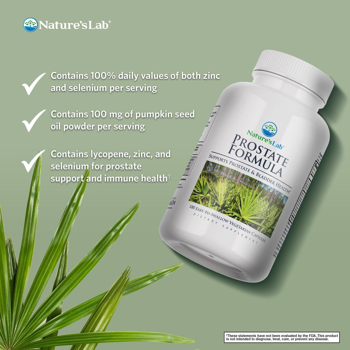 Nature's Lab Prostate Formula Saw Palmetto - 180 Capsules - image 2