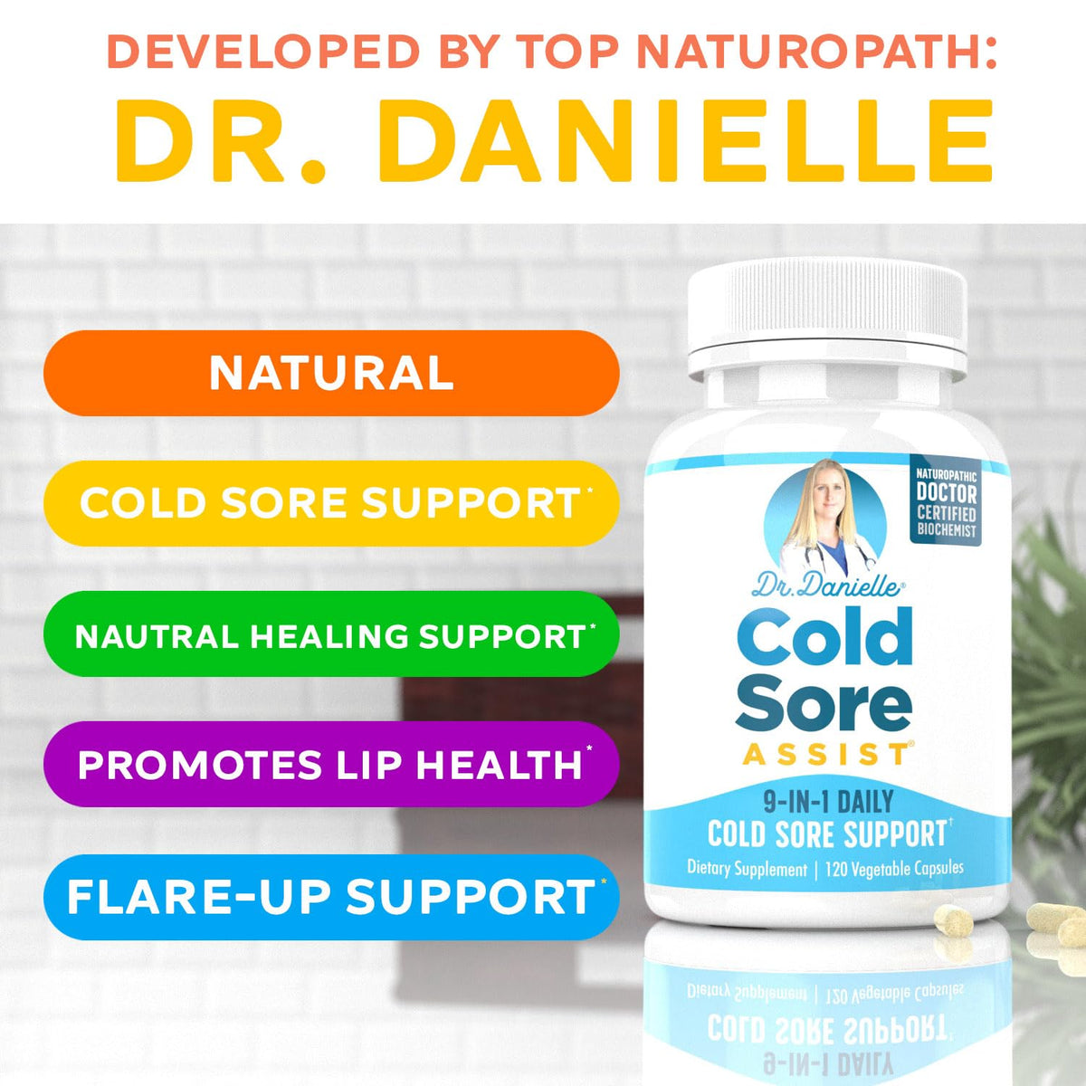 Doctor Danielle Cold Sore Assist with Lysine and Lemon Balm - 120 Capsules - image 2