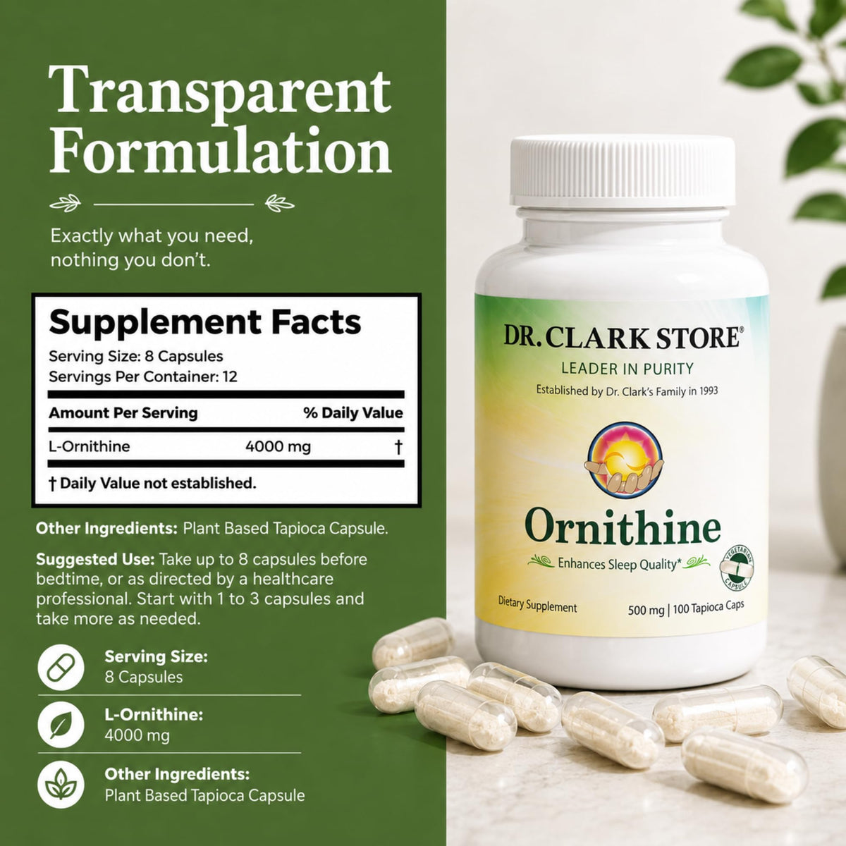 Dr Clark Ornithine 500mg Metabolic Balance Support - 100 Capsules - image 9