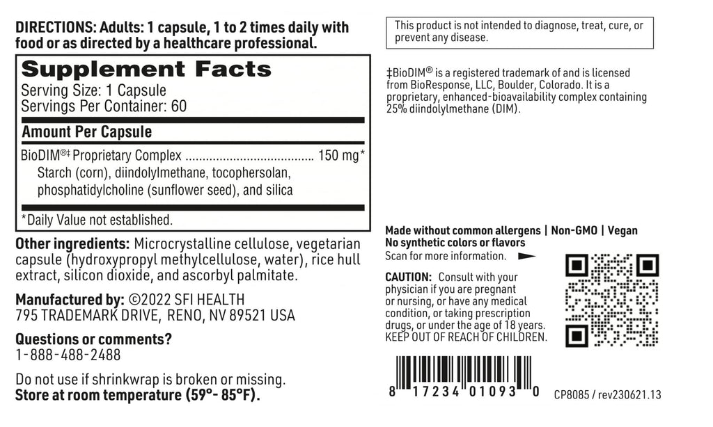 SFI Health Klaire Labs BioDIM 150mg - 60 Capsules - image 4