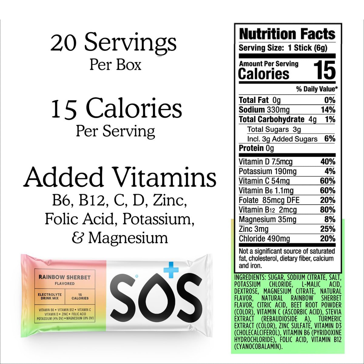 SOS Hydration Electrolyte Powder Sticks