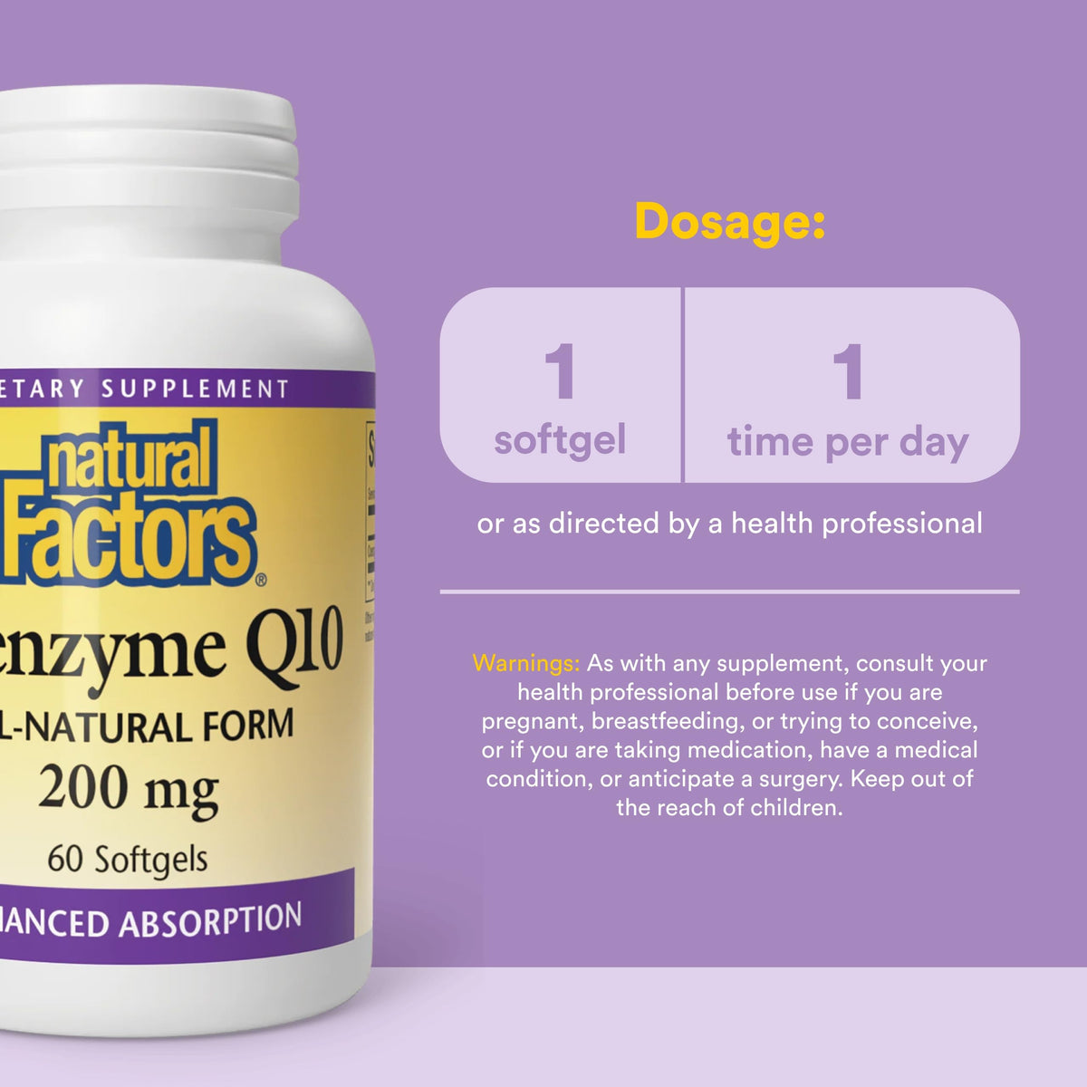 Natural Factors Coenzyme Q10 200 mg Antioxidant Support - 60 Softgels - image 3