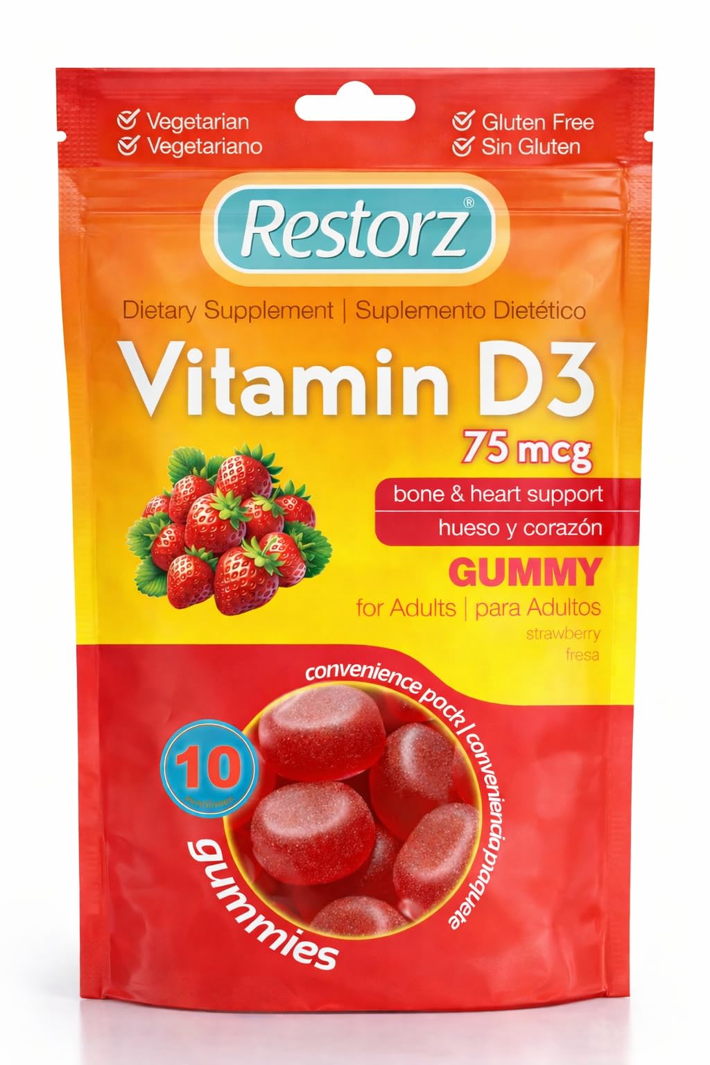 Restorz Vitamin D3 Gummies Heart & Bone Support - 120 Gummies