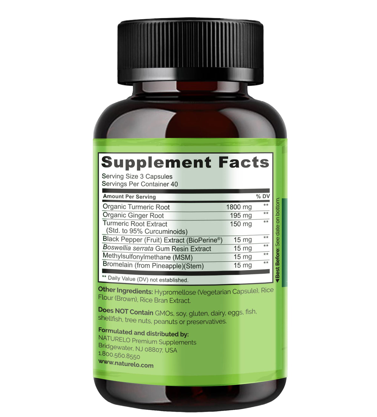 NATURELO Turmeric Curcumin with BioPerine - 120 Vegan Capsules - image 7