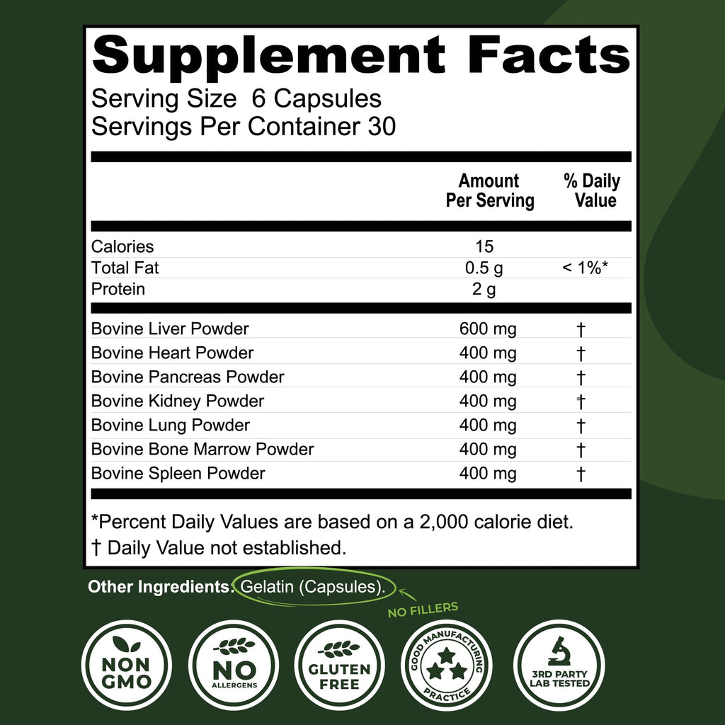 Left Coast Performance Beef Organ Supplement Grass Fed - 180 Capsules - image 2