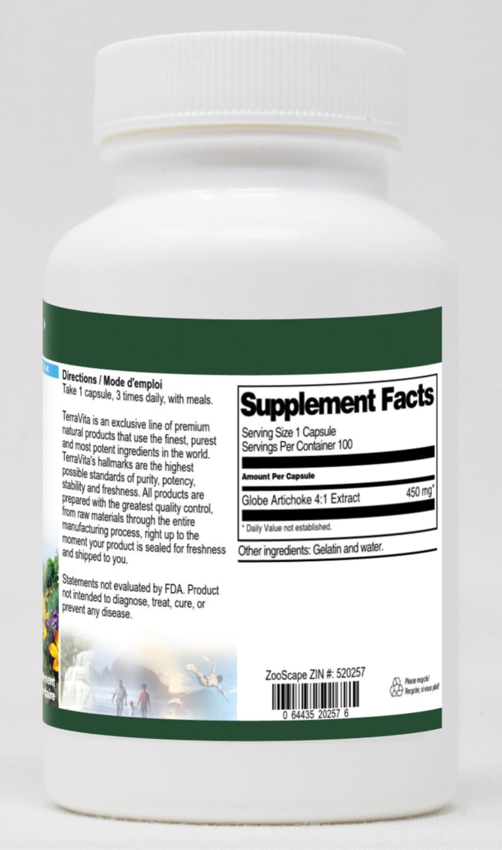 Terravita Globe Artichoke 4:1-450 mg (100 Capsules, ZIN: 520257)