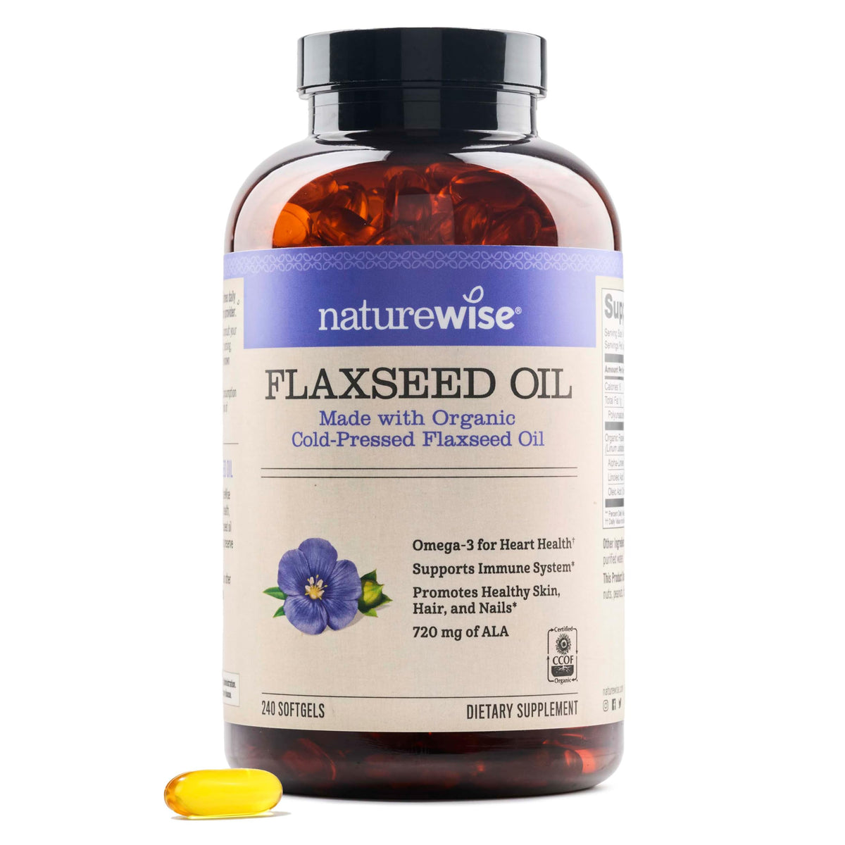 NatureWise Flaxseed Oil 1200 mg Omega 3 6 9 - 240 Softgels