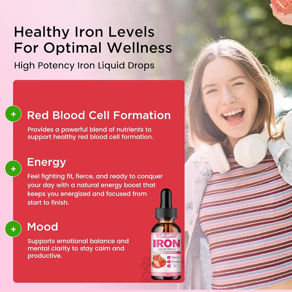 CFILIHTC Liquid Iron Supplement for Women Men & Kids Multivitamin