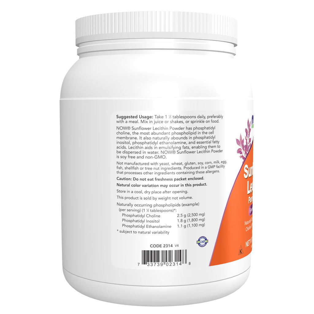 NOW Sunflower Lecithin Phosphatidyl Choline Powder - 1 lb - image 3