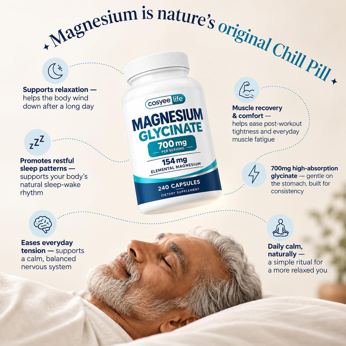 Cosynee Magnesium Glycinate 700mg - 240 Capsules - image 4
