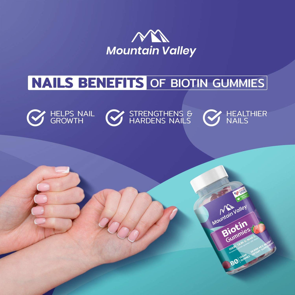 Mountain Valley Biotin Gummies 10,000 mcg Hair, Skin & Nails - 160 Gummies - image 8