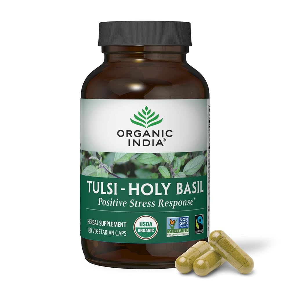ORGANIC INDIA Tulsi Holy Basil Capsules Stress Relief - 180 Capsules