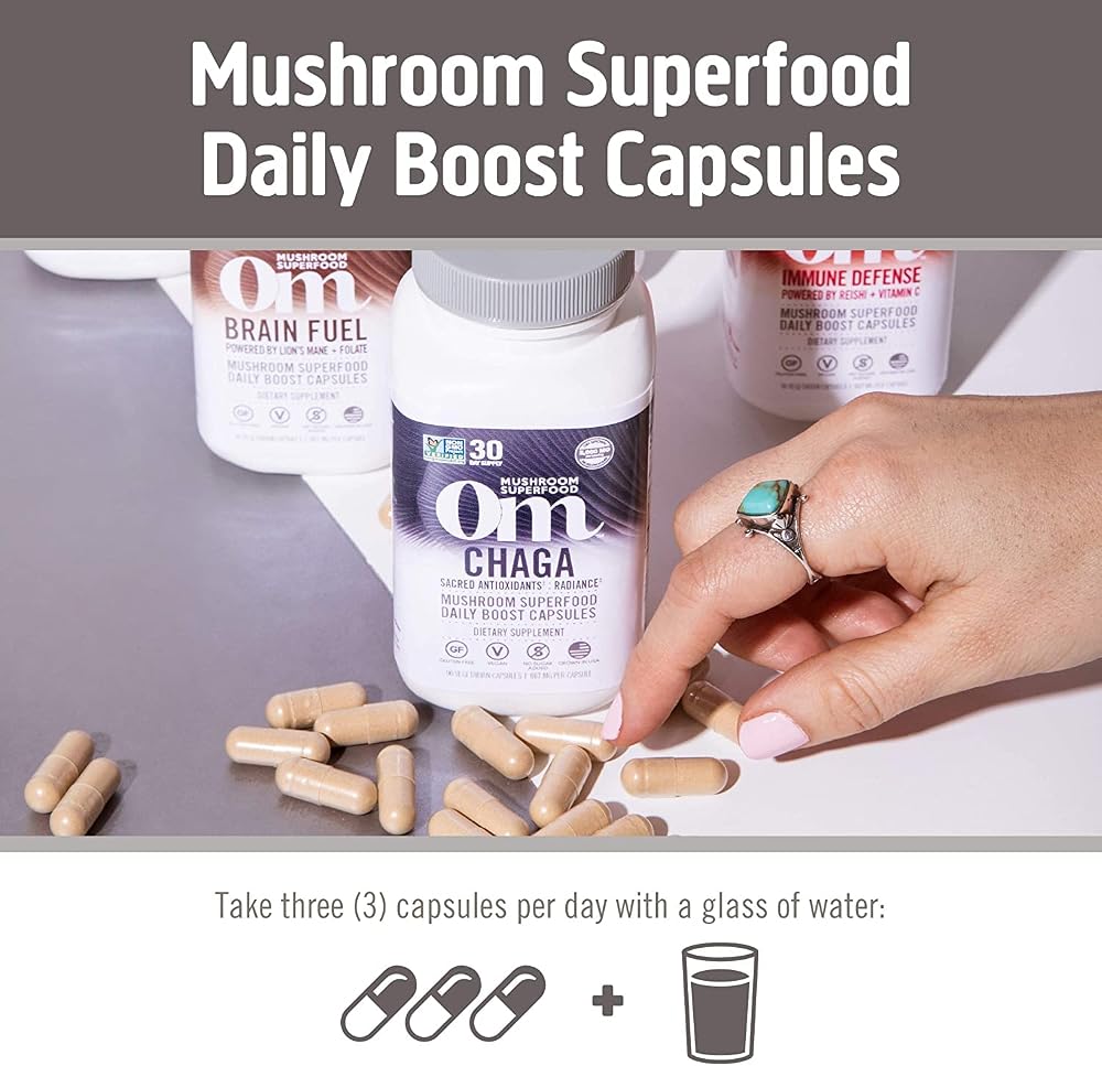 OM Mushroom Superfood Chaga Mushroom Capsules Immune Support - 90 Count - image 6
