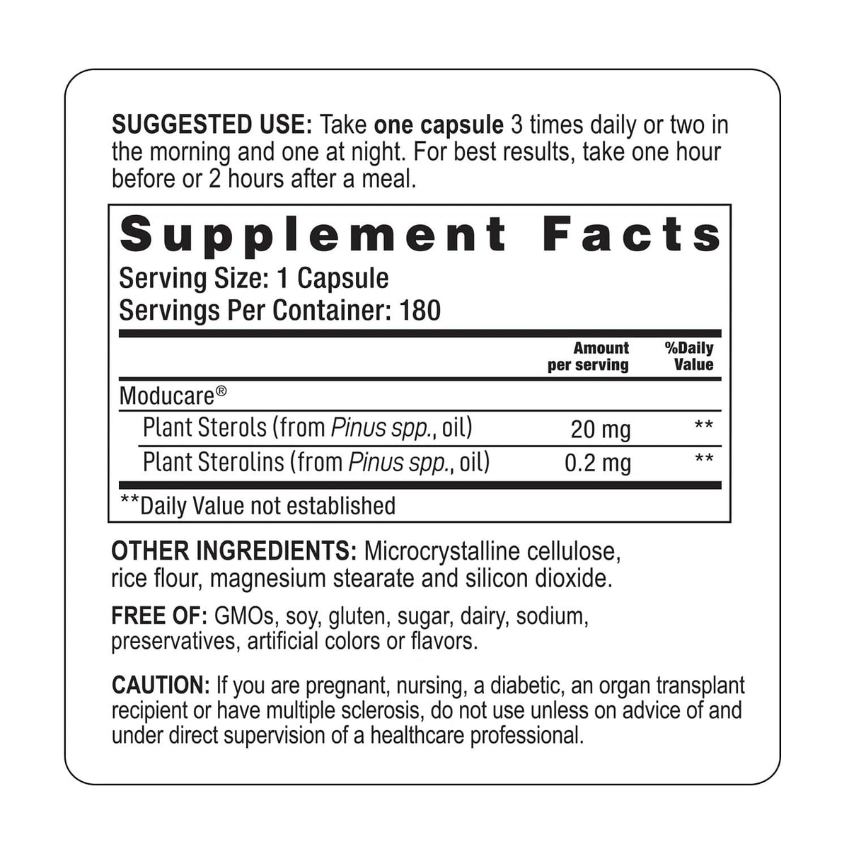 Moducare Immune Balance Plant Sterols & Sterolins - 180 Capsules - image 2