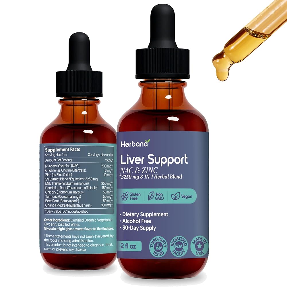 HERBANA MANUFACTURING Liver Support Liquid with NAC and Zinc High