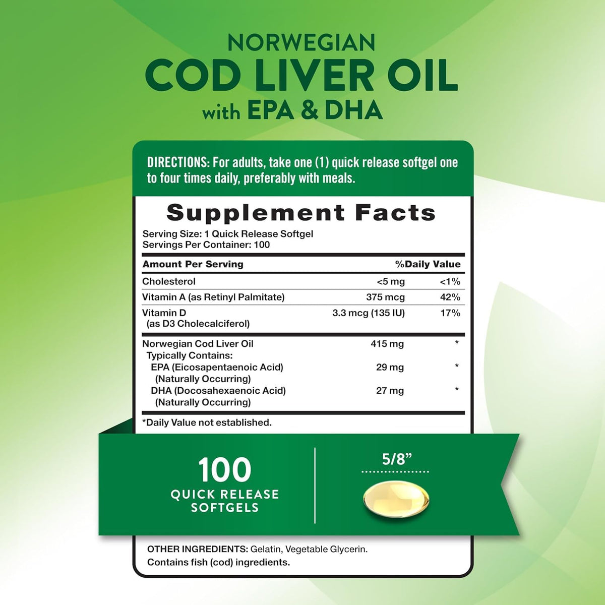 Nature's Truth Norwegian Cod Liver Oil - 500 Softgels - image 5