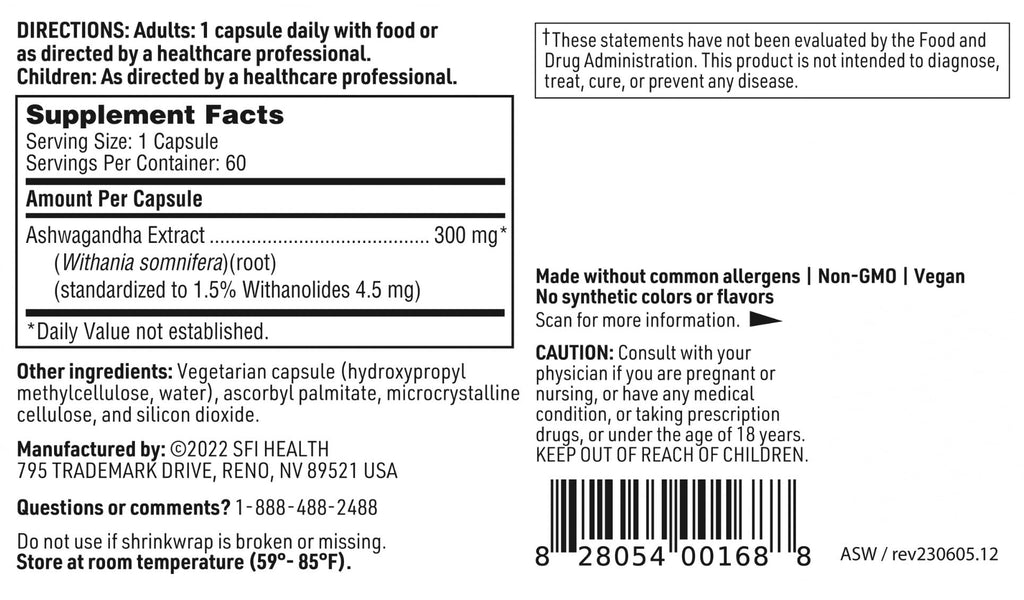 SFI Health Ashwagandha Extract 300mg - 60 Vegetarian Capsules - image 5