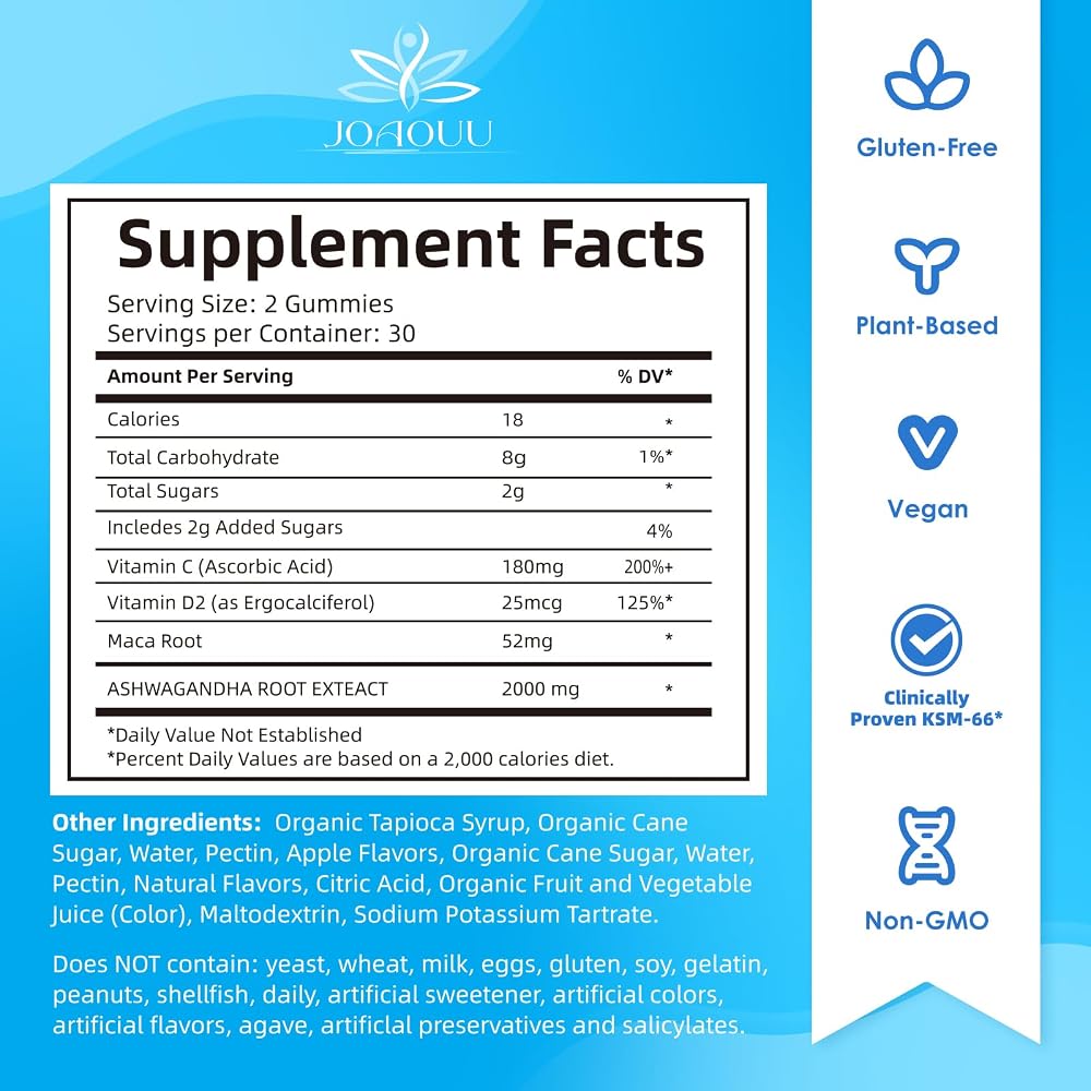 Joaouu Ashwagandha Gummies KSM-66 Stress Relief - 120 Count - image 3