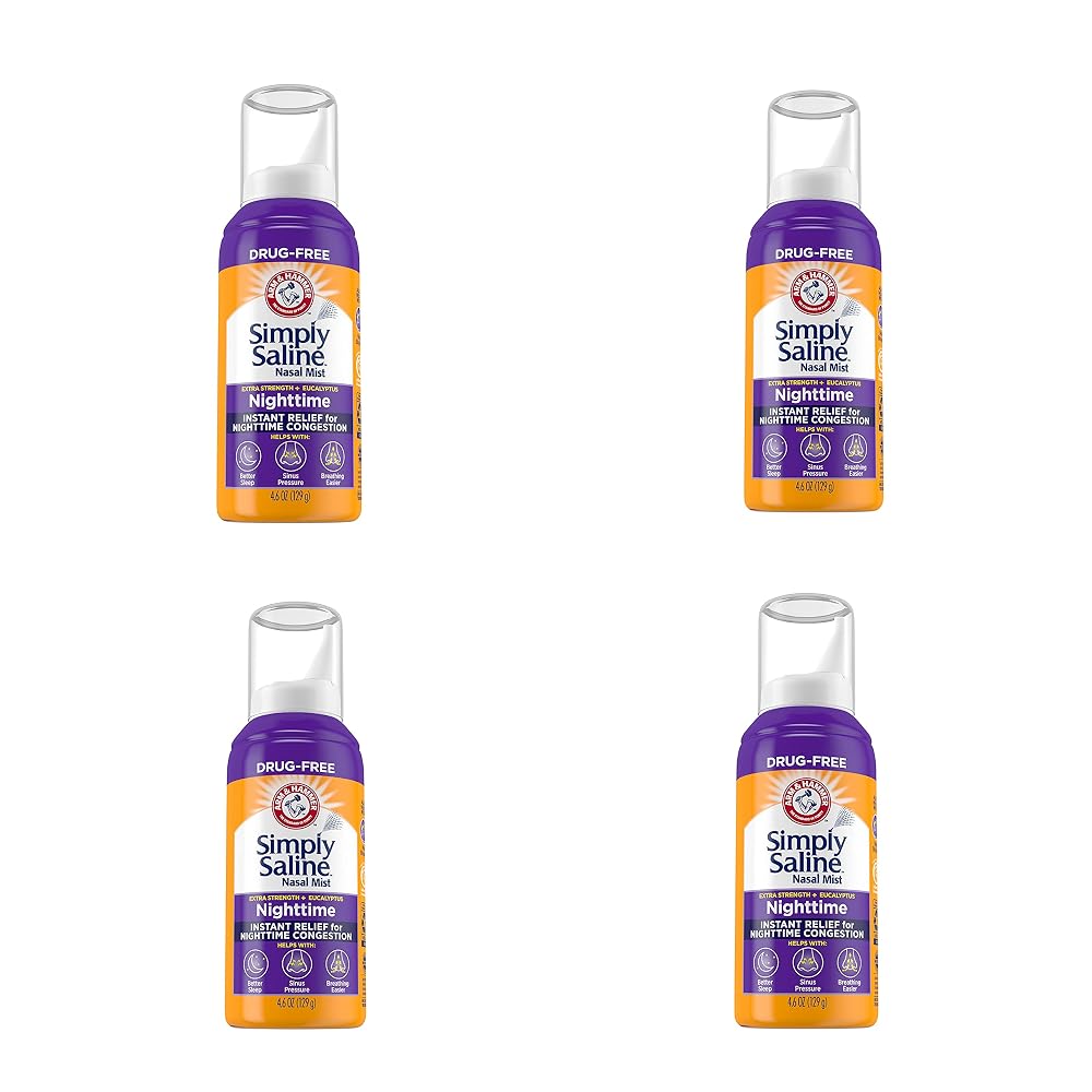 Simply Saline Nasal Mist Nighttime Extra Strength Eucalyptus - 4 Pack