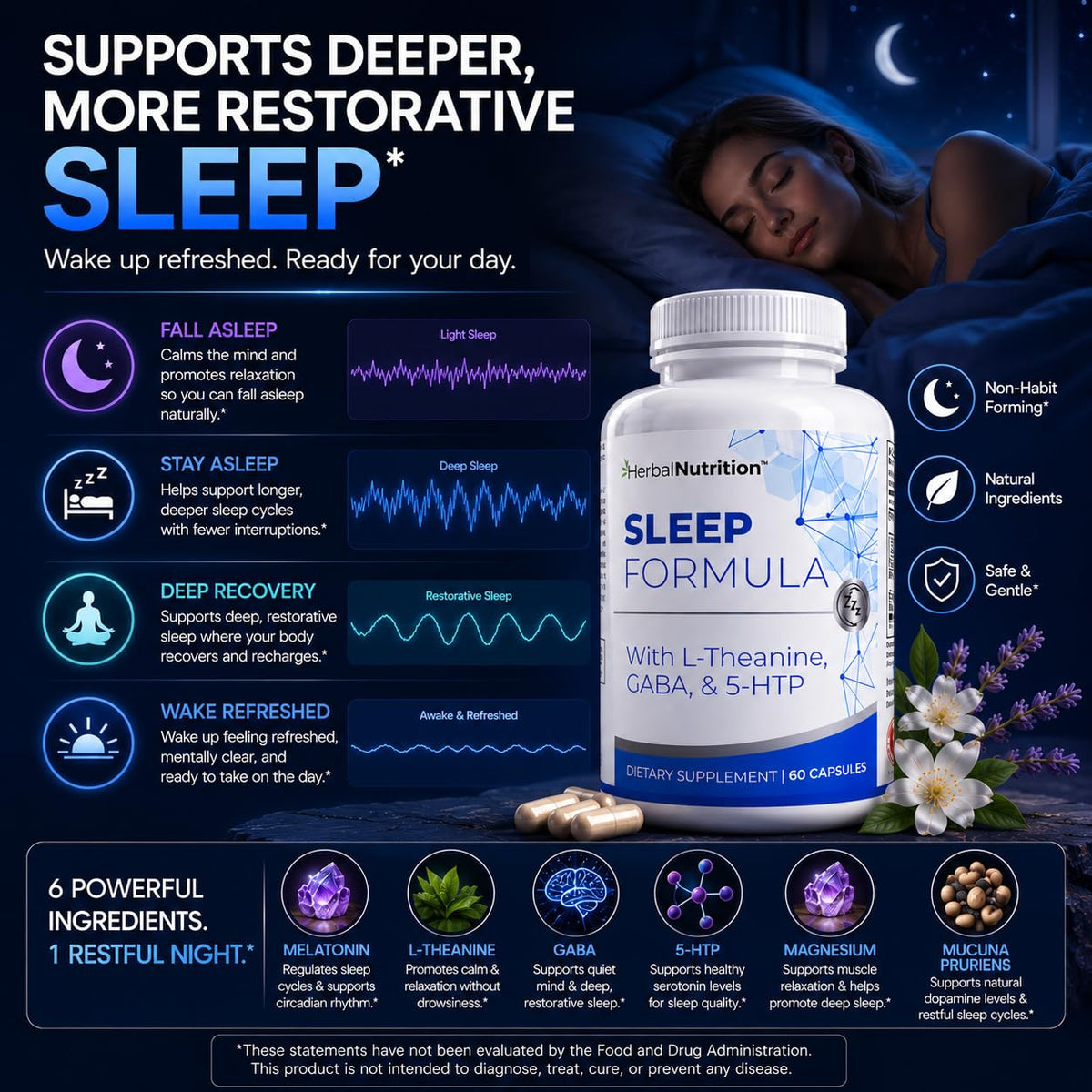 Herbal Nutrition Sleep Formula with Melatonin - 1 Bottle - image 4