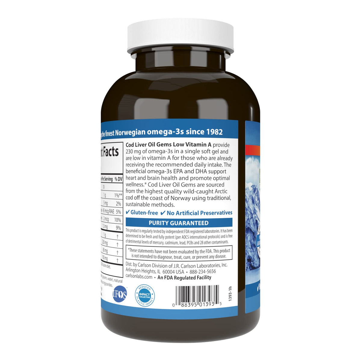 Carlson Cod Liver Oil Gems Low Vitamin A Omega-3 - 300 Softgels - image 3