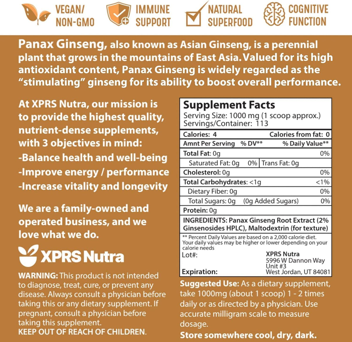 XPRS Nutra Ginseng Root Extract Powder - Ginseng Powder Supports