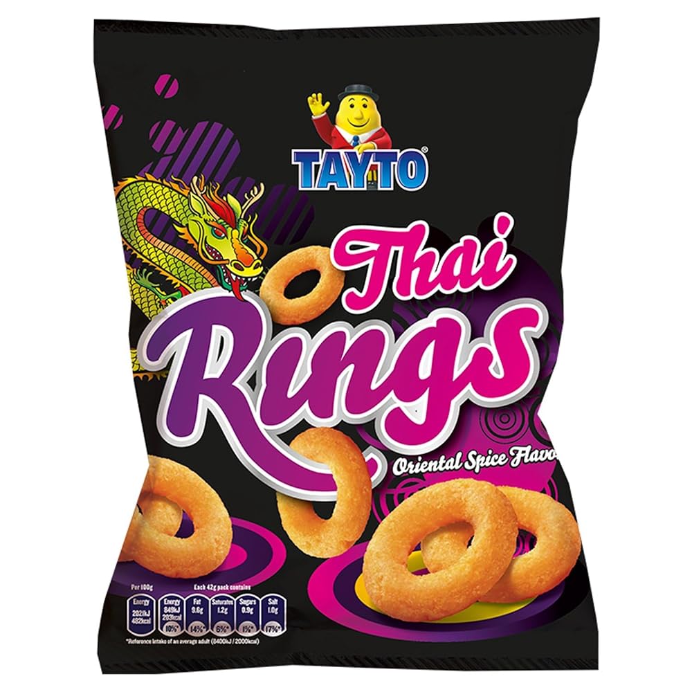 Tayto Thai Rings Maize Snacks Oriental Spice - 8 Pack