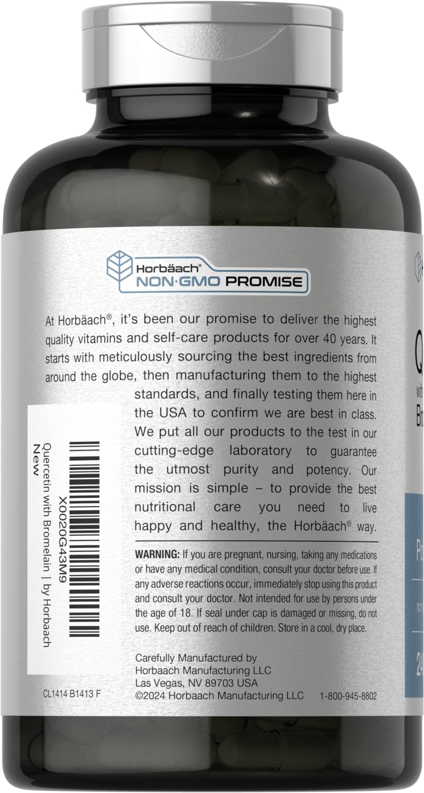 Horbäach Quercetin with Bromelain Supplement - 240 Capsules - image 3