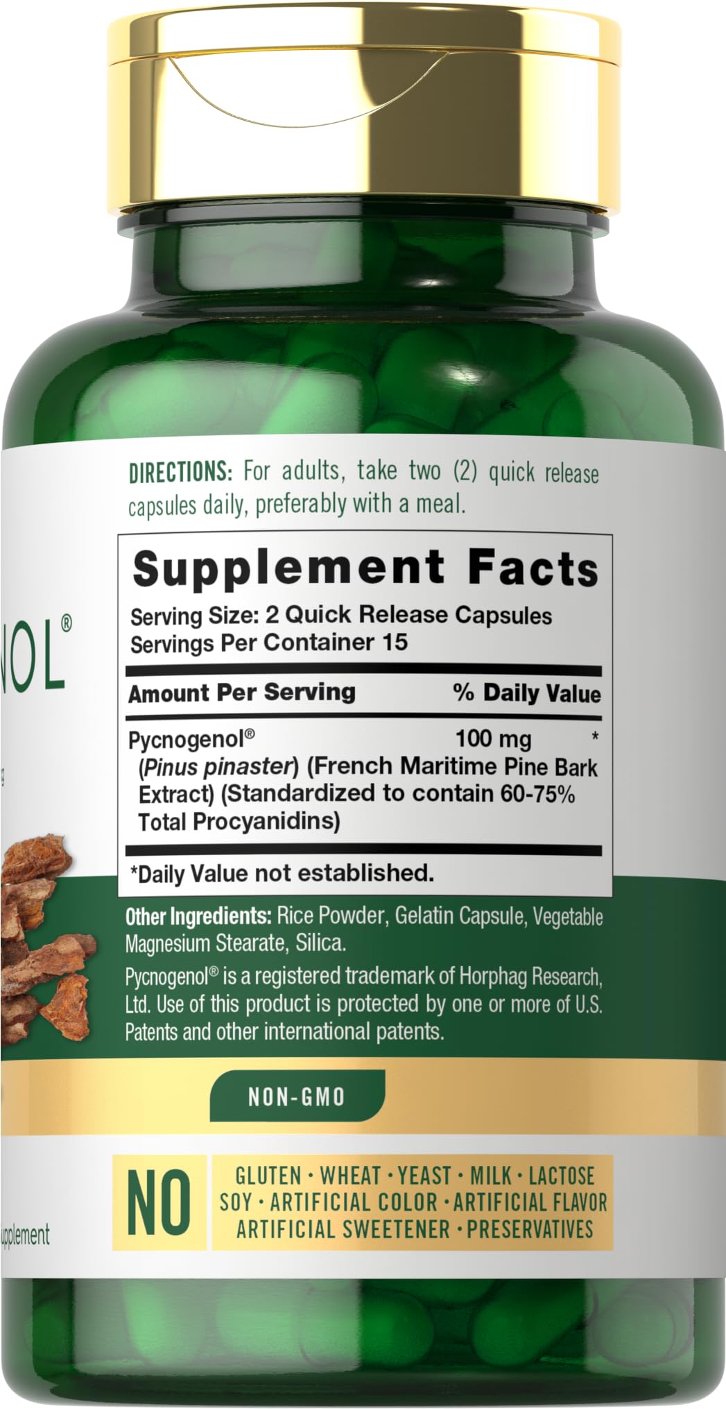 Carlyle Pycnogenol 100mg French Maritime Pine Bark Extract - 30 Capsules - image 2