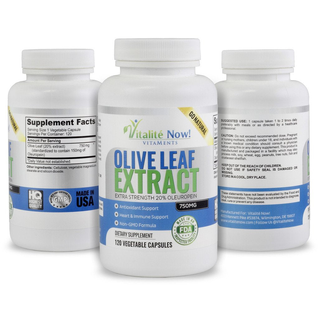 Vitalité Now! Olive Leaf Extract Super Strength 20% Oleuropein - 120 Capsules - image 3