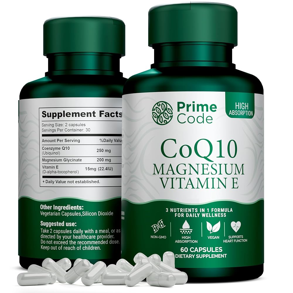 Prime Code CoQ10 250mg with Magnesium Glycinate Capsules - 60 Count