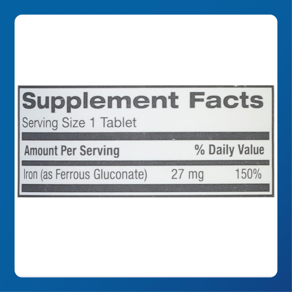 Major 27 mg Ferate Tabs - Ferrous Gluconate Elemental Iron Dietary