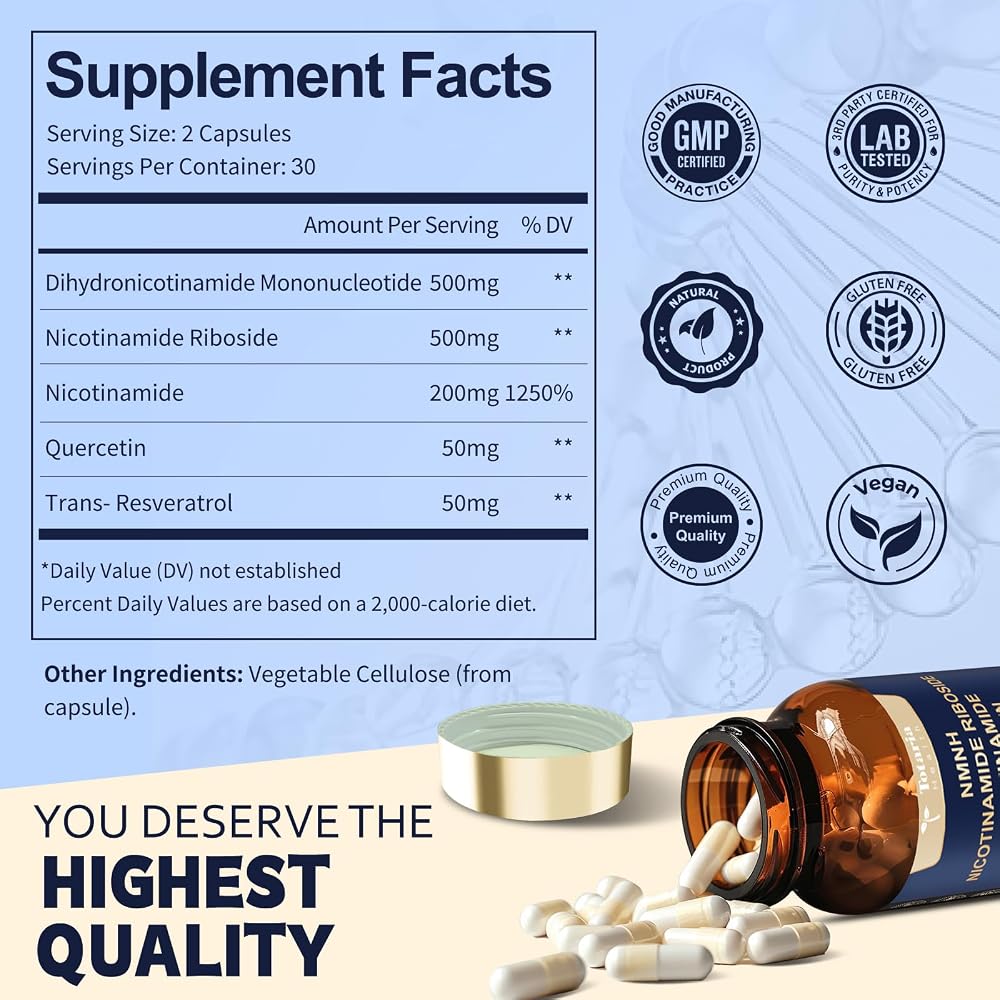 Totaria NMNH NAD+ Support with Resveratrol - 60 Capsules - image 5