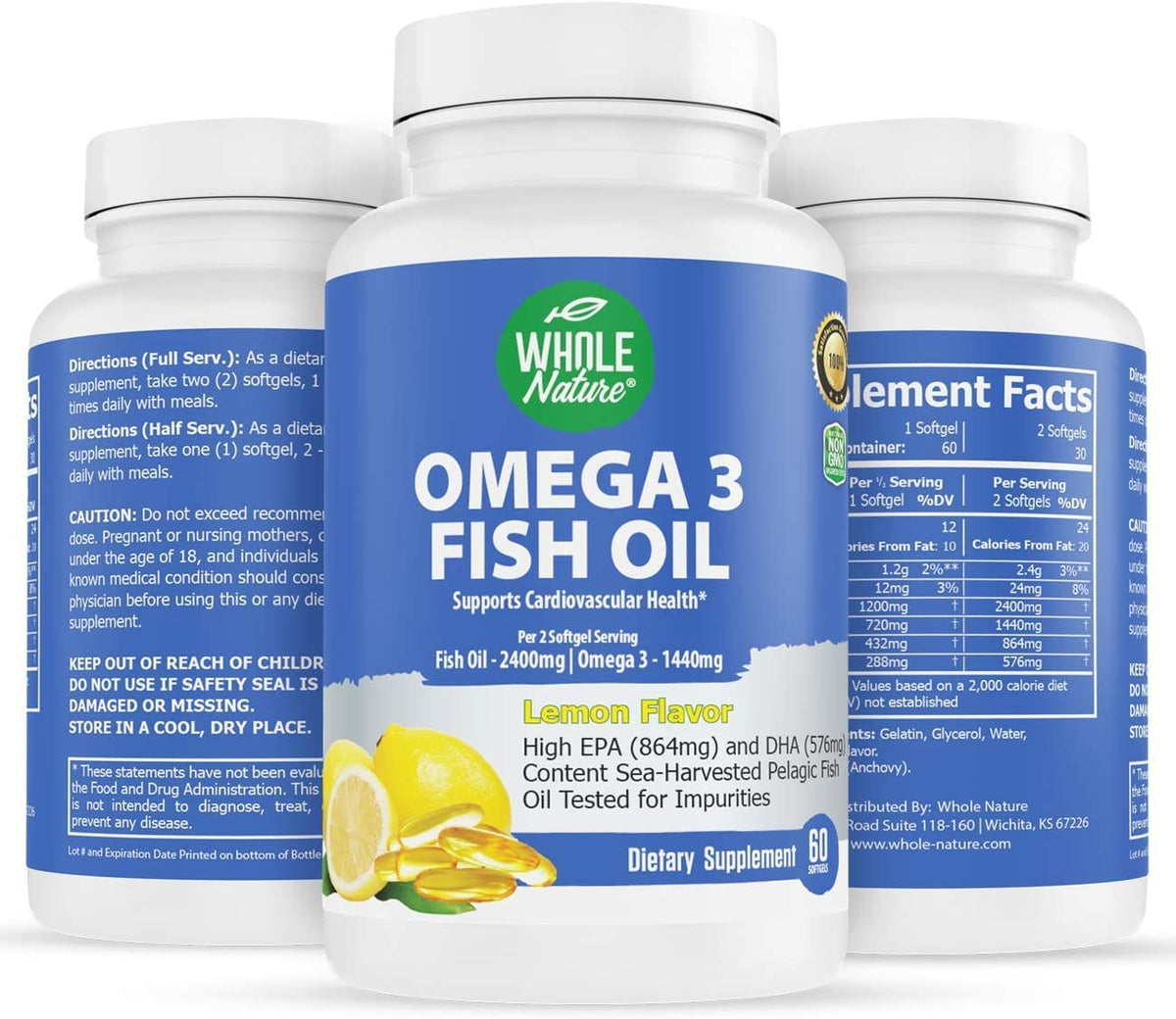 Whole Nature Omega 3 Fish Oil Supplements
