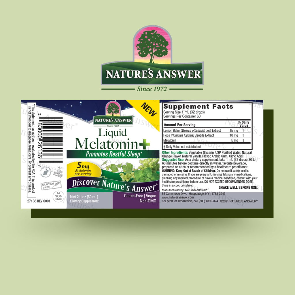 Nature's Answer Melatonin Plus Lemon Balm & Hops Liquid - 2 oz - image 2
