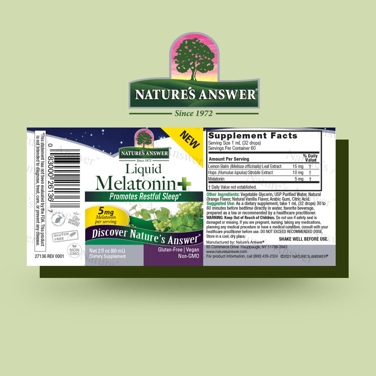 Nature's Answer Melatonin Plus Lemon Balm & Hops Liquid - 2 oz - image 2