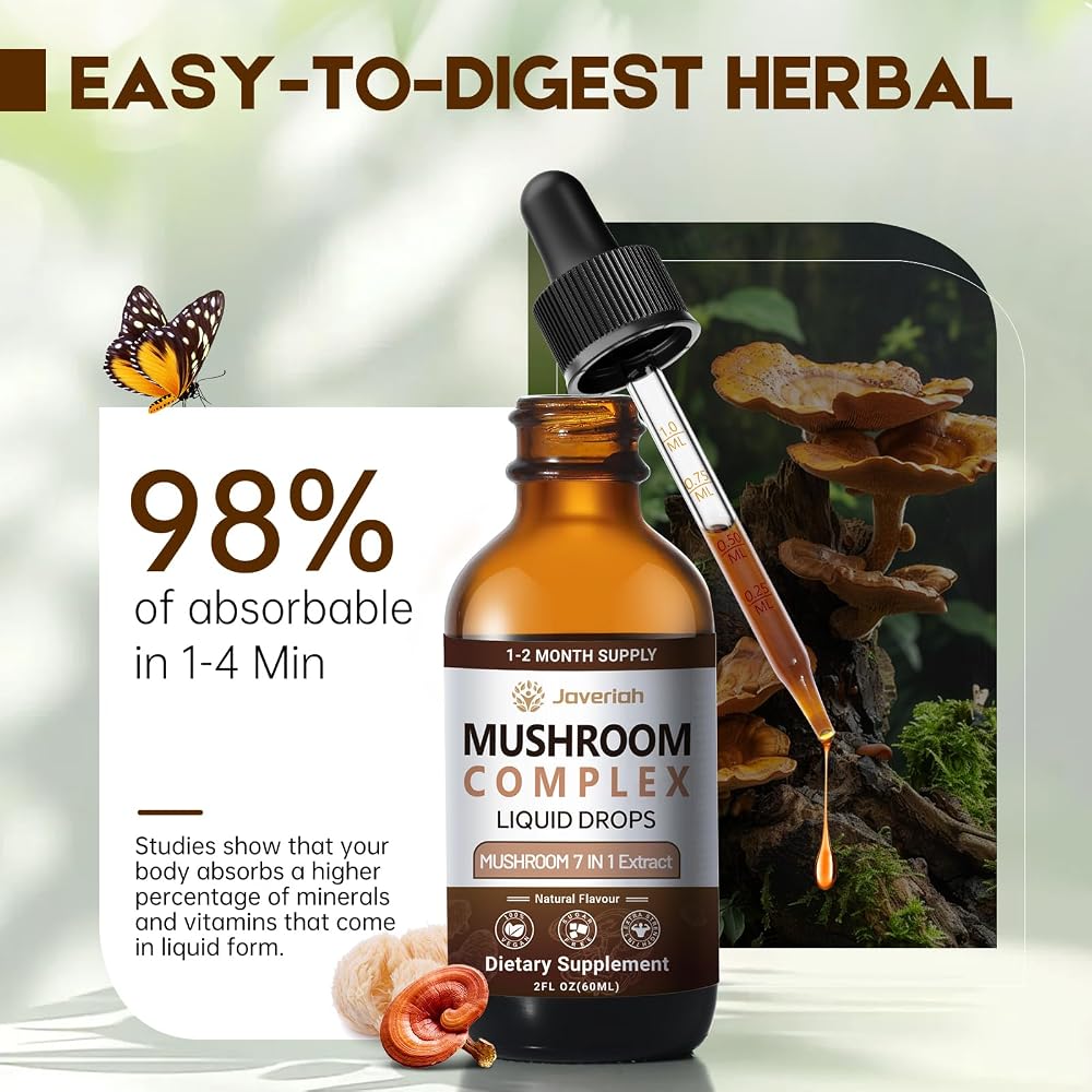 Javeriah Mushroom Complex Liquid Drops Supplement with Lion's Mane
