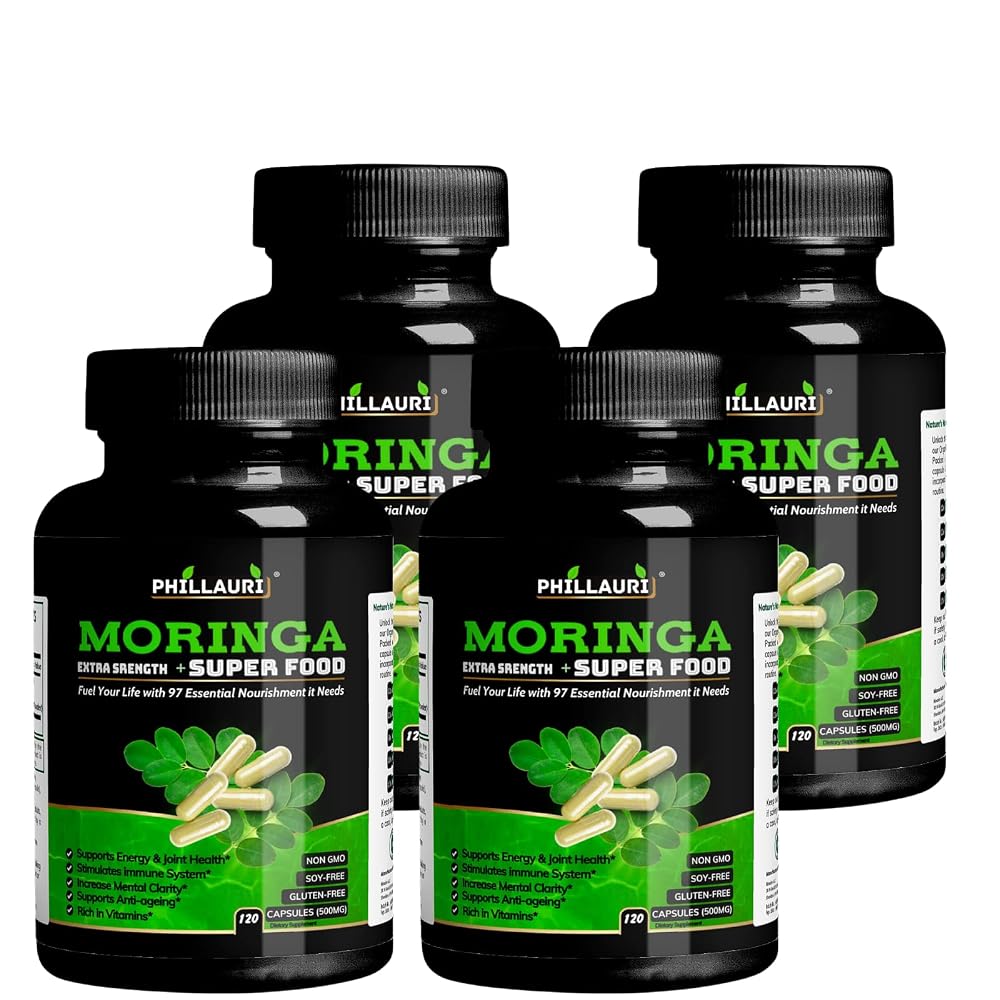 Phillauri Organic Moringa Powder Capsules - 480 Count