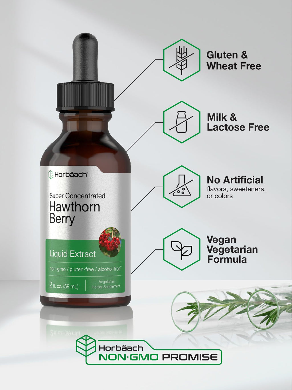 Horbäach Hawthorn Berry Extract Alcohol Free Liquid - 2 fl oz - image 4