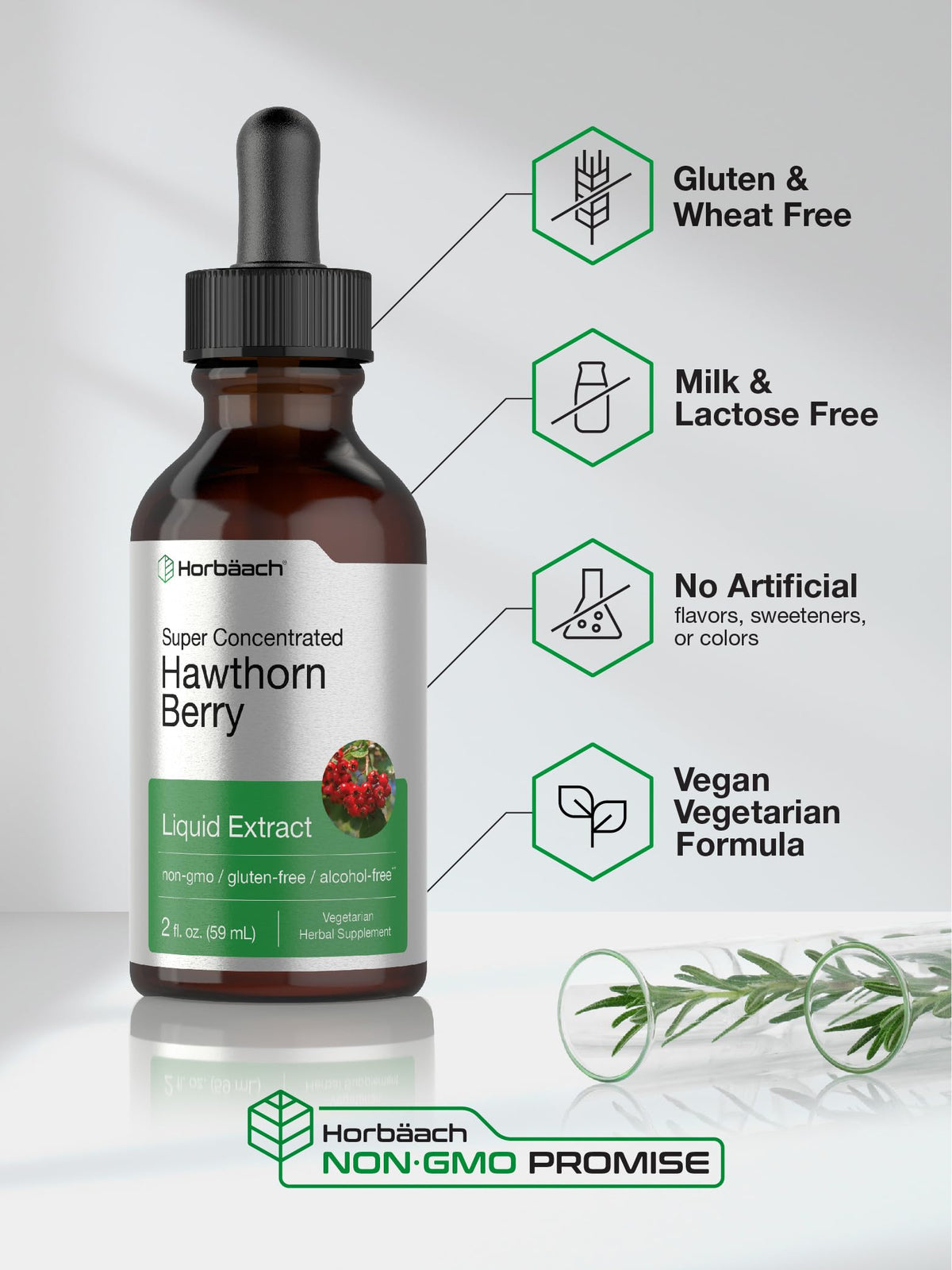 Horbäach Hawthorn Berry Extract Alcohol Free Liquid - 2 fl oz - image 4