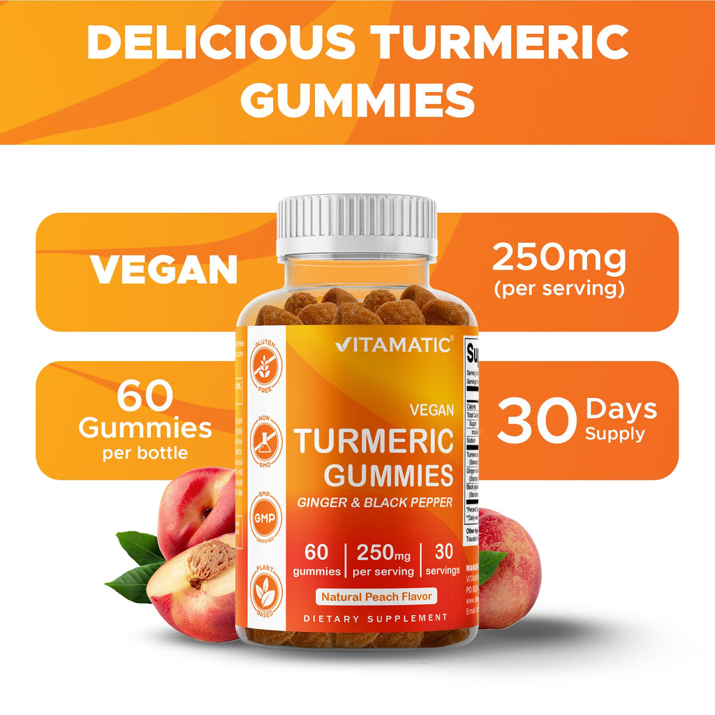 Vitamatic Vegan Turmeric Gummies with Ginger & Black Pepper - 60 Count - image 4