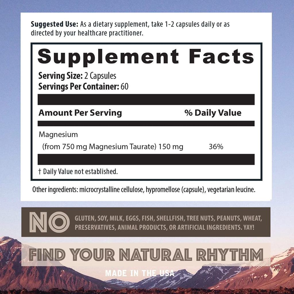 Natural Rhythm Magnesium Taurate 750mg - 240 Capsules - image 3