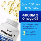 VANI Fish Oil Omega 3 4000mg with EPA & DHA - 120 Softgels - image 4