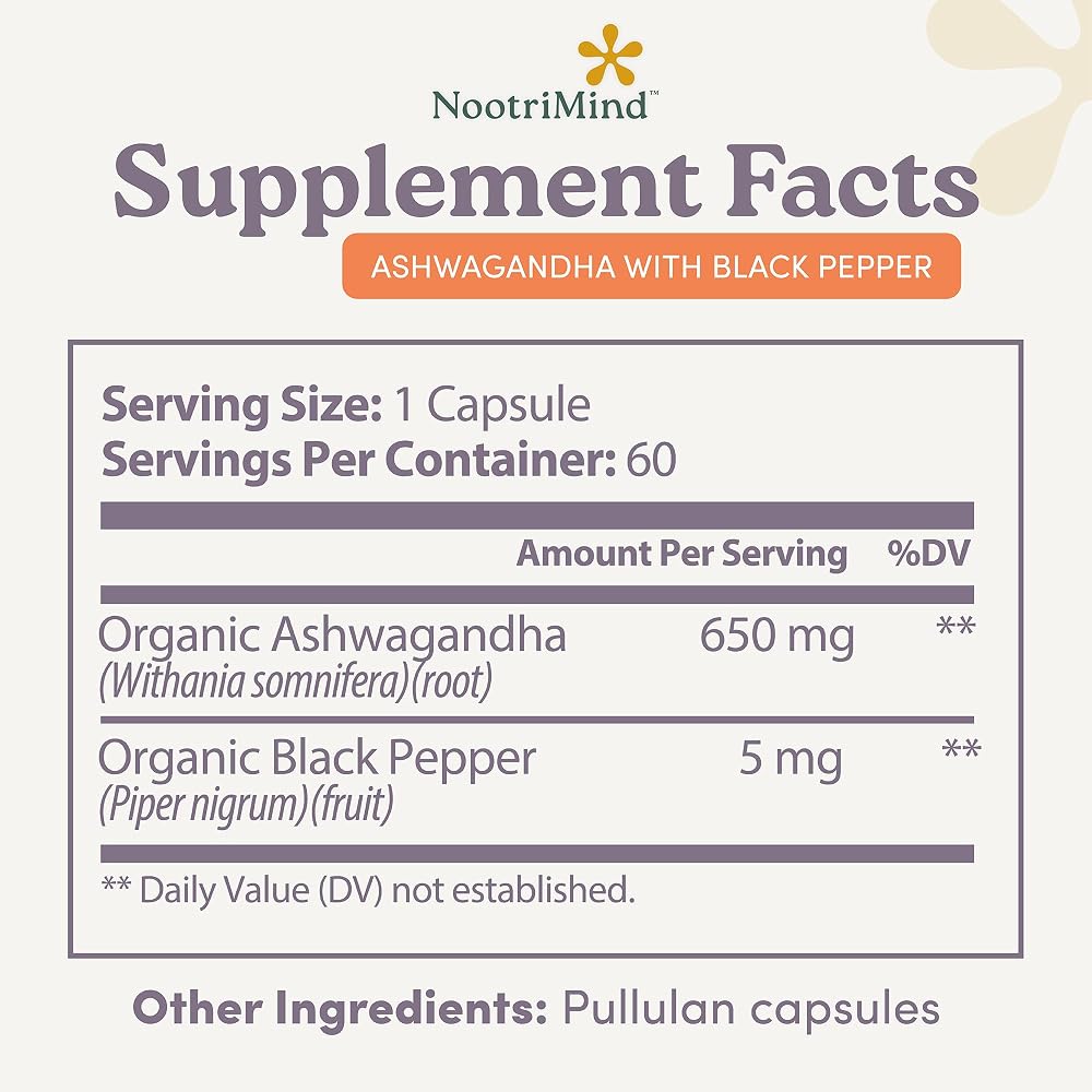 nootrimind Organic Ashwagandha Supplement Capsules - 60 Count - image 4