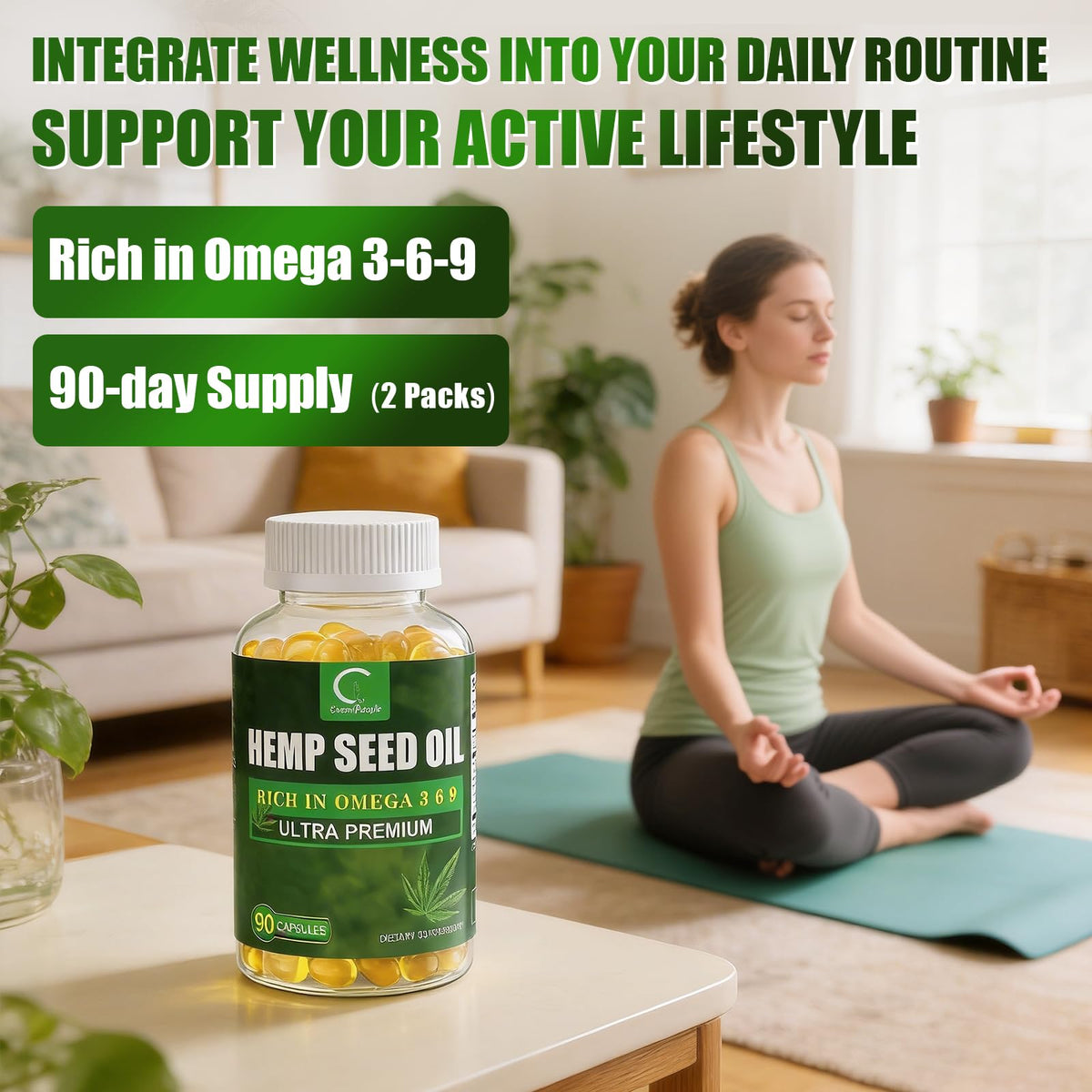 GPGP GreenPeople Hemp Seed Oil Omega 3-6-9 - 180 Softgels - image 4