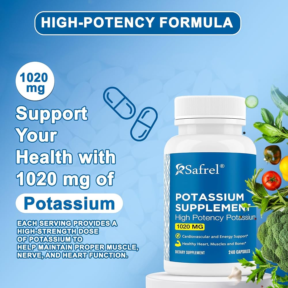 Safrel Potassium Supplement 1020 mg - 240 Vegetarian Capsules - image 4