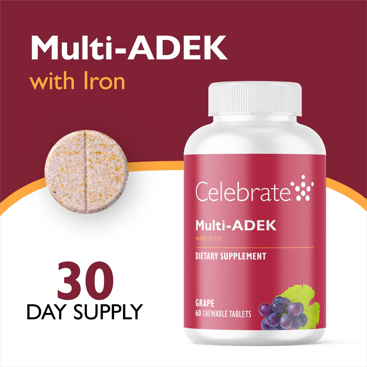 Celebrate Vitamins Multi ADEK Chewables 60mg Iron - 60 Tablets - image 2