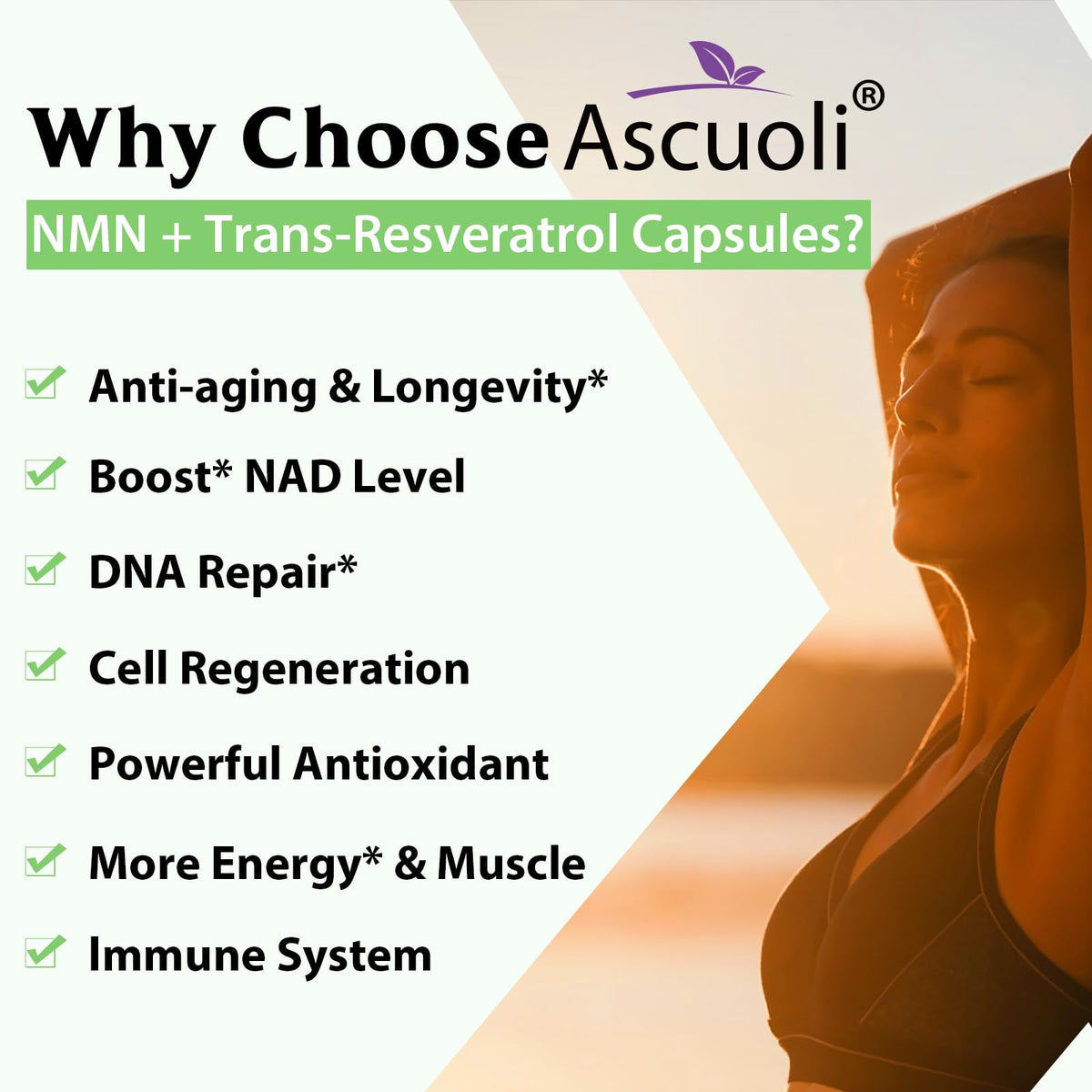 Ascuoli Sublingual NMN Resveratrol Supplement 950mg