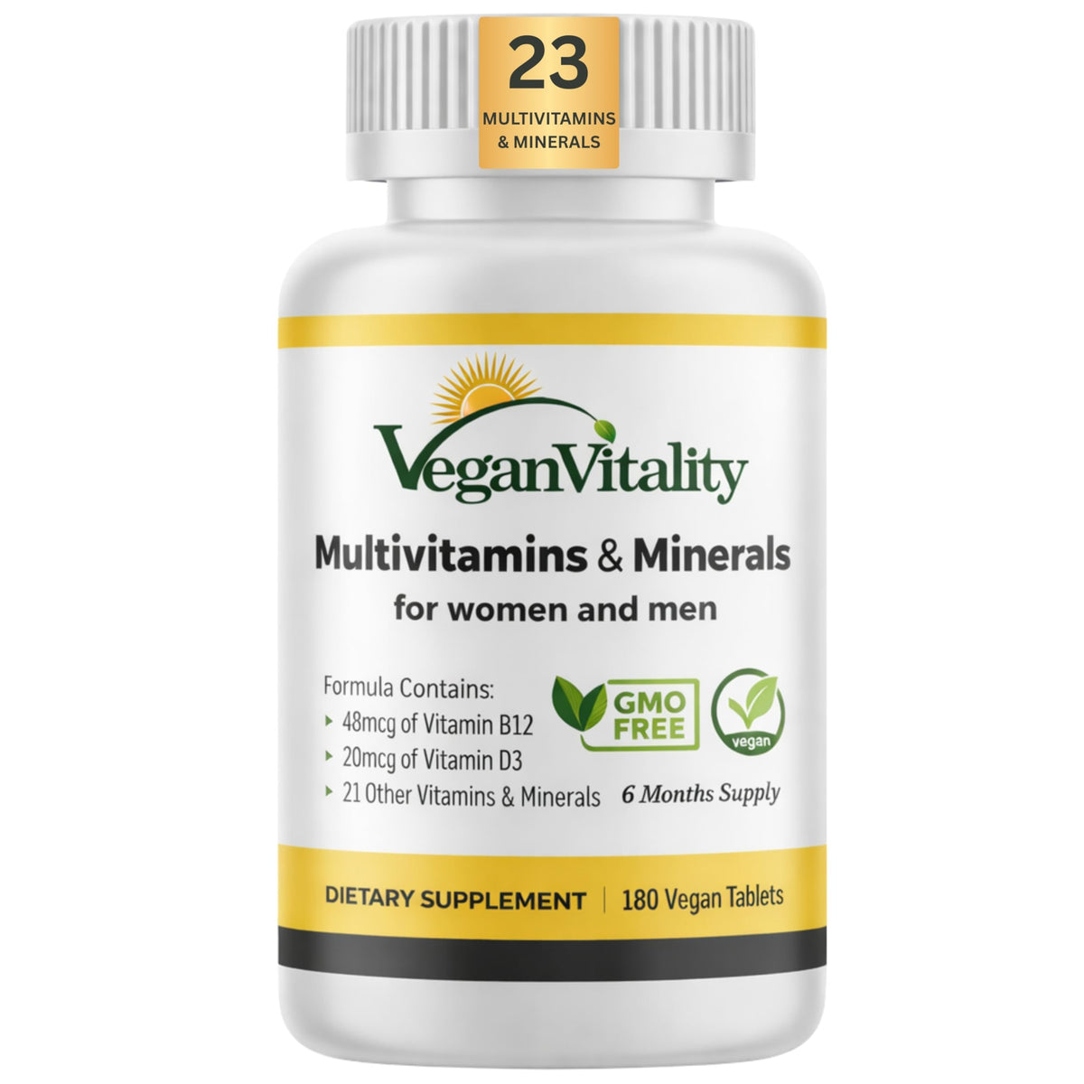 Vegan Vitality Multivitamin for Women & Men - 180 Tablets
