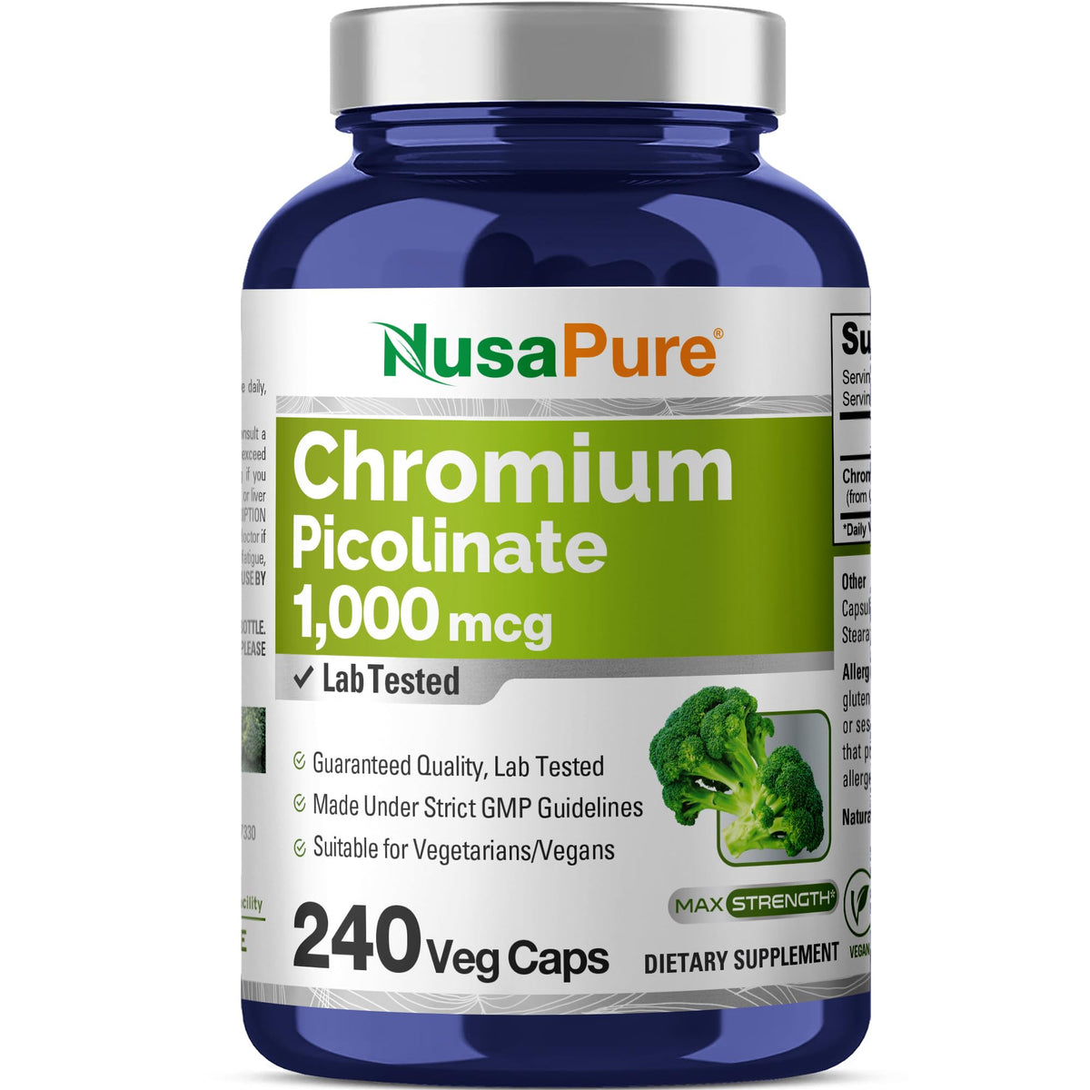 NusaPure Chromium Picolinate 1000mcg - 240 Capsules